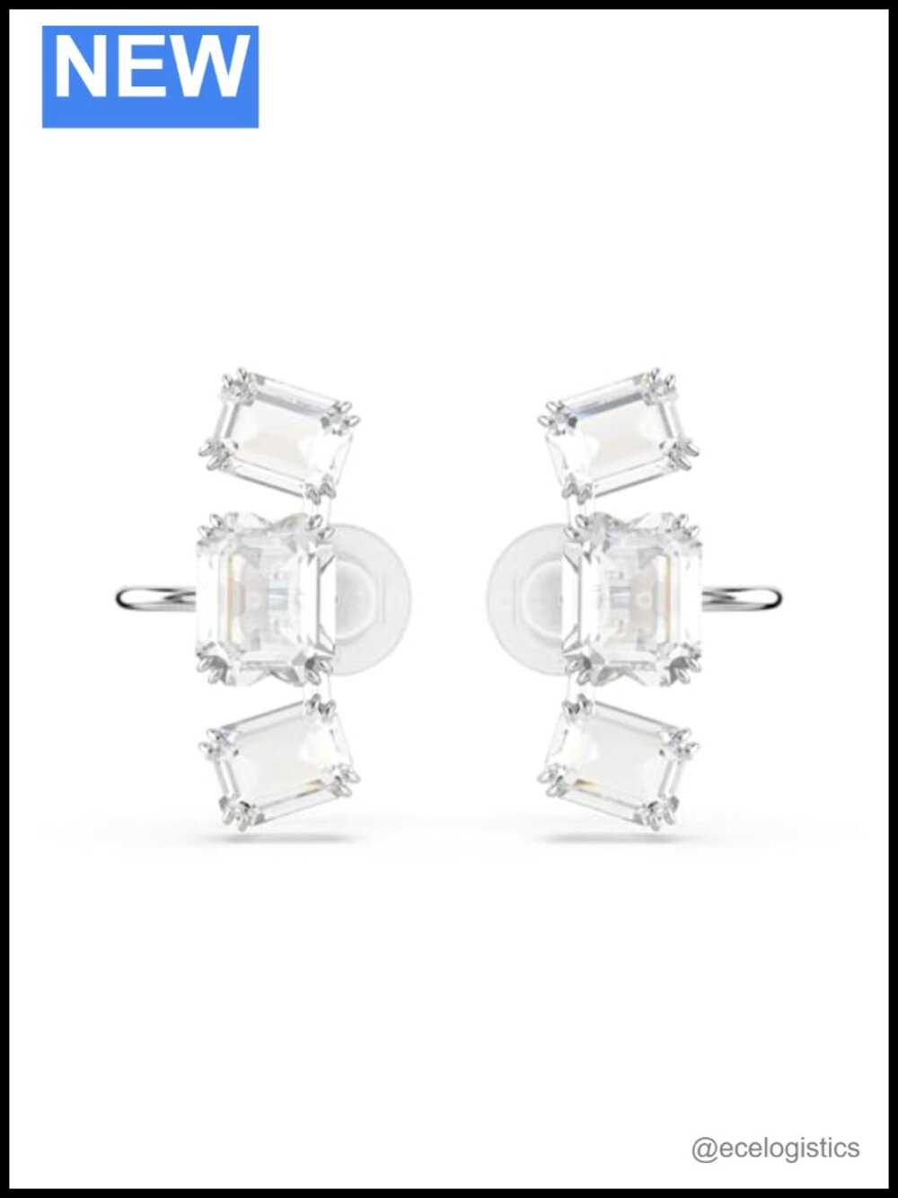 Swarovski Millenia Clip Earrings Octagon Cut Clear Rhodium Finished